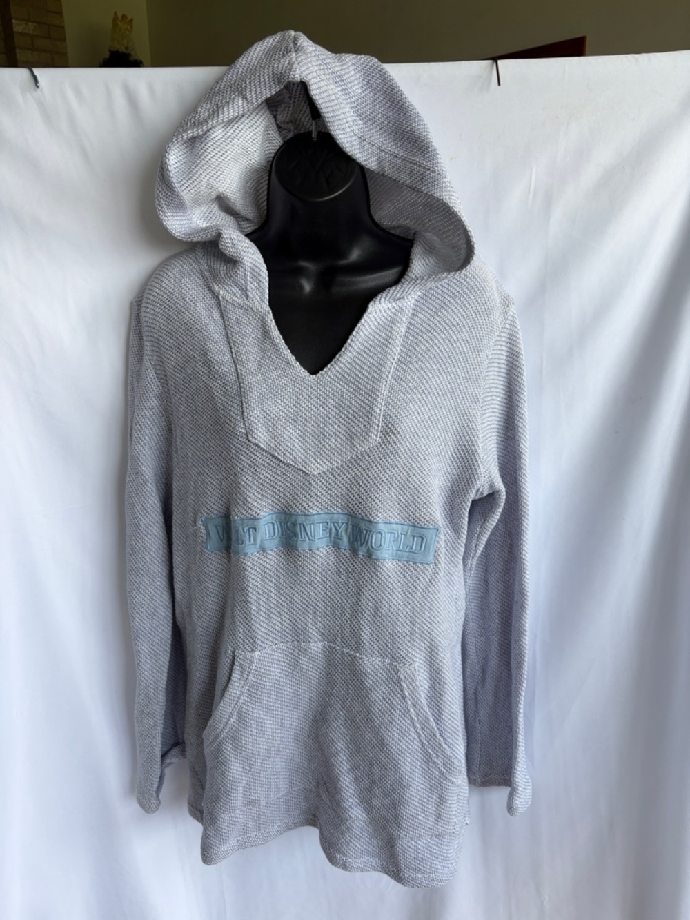 Disney World Poncho-Style Hoodie sweashirt blue and white, M, 21” PTP, 28” L
